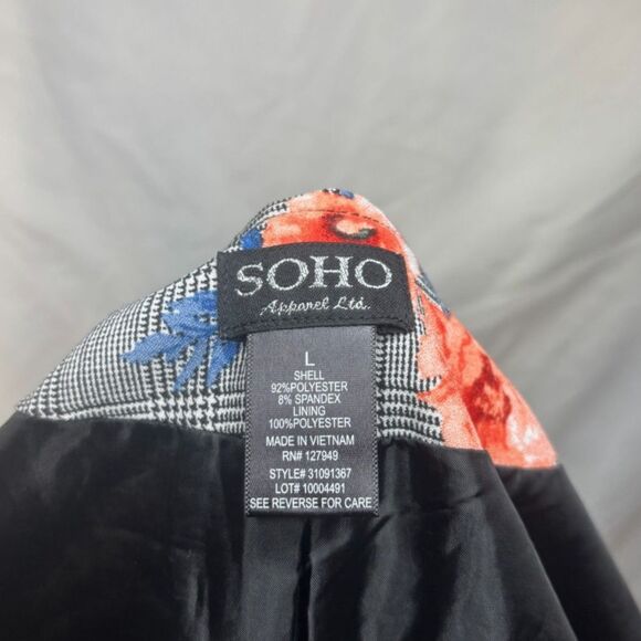 Soho Floral Plaid Stripe Womens Blazer Jacket - Picture 5 of 5